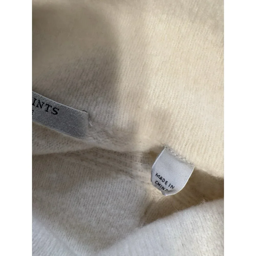 ALLSAINTS Sweater Lock Roll Neck Wool Yak L Blend Asymmetrical Hem Ivory
